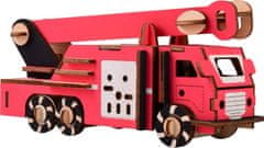 Woodcraft  Dřevěné 3D puzzle Hasičský vůz červené