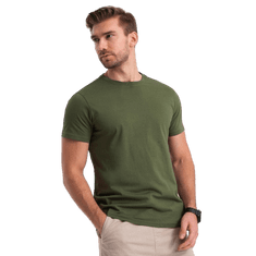 OMBRE Pánské bavlněné tričko Classic BASIC V4 OM-TSBS-0146 olivové MDN124275 XL