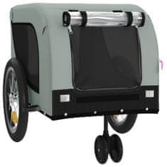 Vidaxl Vozík za kolo pro psa šedý a černý oxfordská tkanina a železo