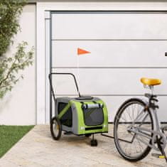 Petromila Vozík za kolo pro psa zelený a šedý oxfordská tkanina a železo