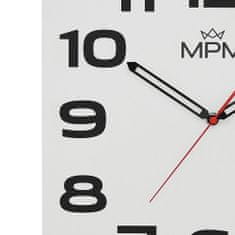 MPM QUALITY Tradiční dřevěné hodiny MPM E07M.4260, bílá/černá