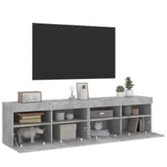 Vidaxl Nástěnné TV skříňky s LED 2 ks betonově šedé 80 x 30 x 40 cm