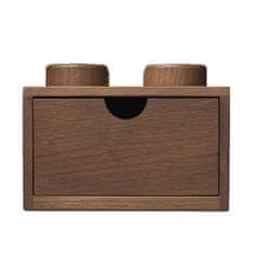 dřevěný stolní box 4 se zásuvkou (dub - tmavě mořený)