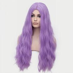 Korbi Paruka fialové vlasy dlouhé vlnité kudrnaté vlasy na síti, W76