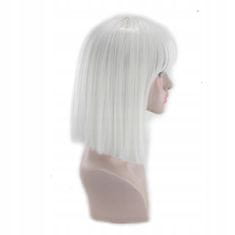 Korbi Paruka po ramena bílé rovné vlasy s třásněmi, W102