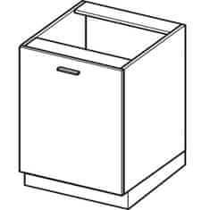 Veneti Kuchyňská skříňka s policí ARACY - šířka 60 cm, šedá / bílá, nožky 10 cm