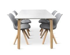 Nábytek Texim Dřevěný jídelní set ZAHA bílý + 4x židle Gina šedá