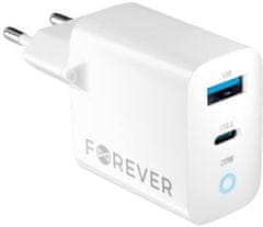 CPA Forever síťová nabíječka TC-06-20AC, USB-C, USB-A, 20W, bílá