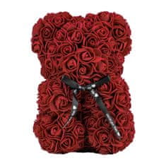 Medvídárek Romantic medvídek z růží 25cm dárkově balený - rudý zasypaný tmavě červenými lístky
