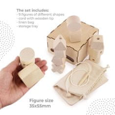 Ulanik Montessori dřevěná hračka "Wooden lacing squares unfinished“