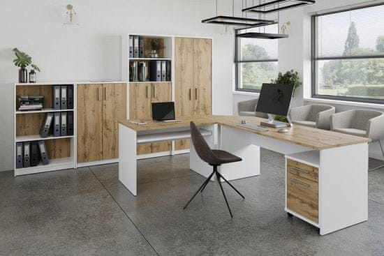 Nejlevnější nábytek Kancelářský PC stůl NEJBY GIANNI, bílá/dub wotan