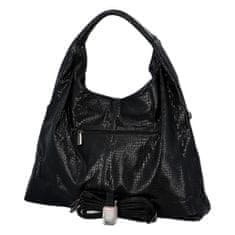 Paolo Bags Trendy dámská kabelka Sáva s hadím vzorem, černá