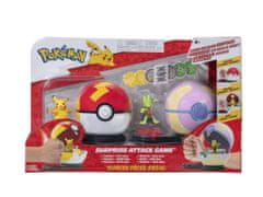 Jazwares Pokémon Surprise Attack Game Pikachu with Fast Ball vs. Treecko with Heal Ball