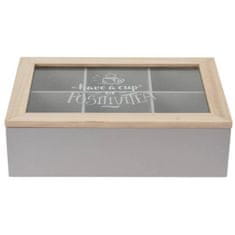 Home&Styling Krabička na čaj, dřevěná, 24 x 17 x 7 cm, šedá