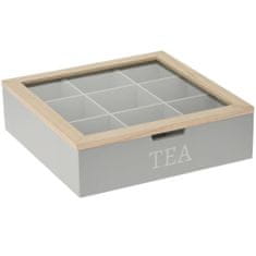 Excellent Houseware Krabička na čaj TEA, MDF, 24 x 24 x 7 cm, šedá