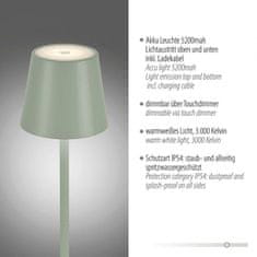 PAUL NEUHAUS LEUCHTEN DIREKT is JUST LIGHT LED stolní lampa lakovaná zelená ochrana proti stříkající vodě na baterie 3000K LD 19250-43