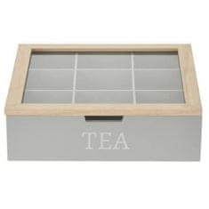 Excellent Houseware Krabička na čaj TEA, MDF, 24 x 24 x 7 cm, šedá