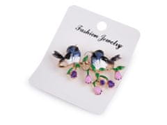 Kraftika 1ks fialová perla brož ptáci, kovové a skleněné brože