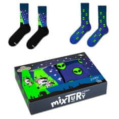 Northix Barevný mix ponožek 4-pack - Kosmický vzor 