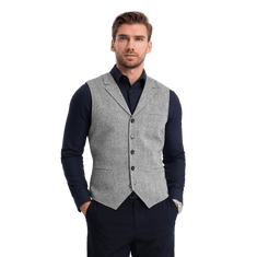 OMBRE Pánská obleková vesta s límcem V2 OM-BLZV-0105 šedá MDN124319 S