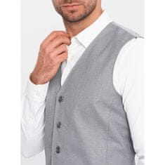 OMBRE Pánská obleková vesta bez klop V3 OM-BLZV-0112 šedá MDN124332 XXL