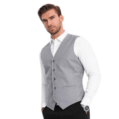 OMBRE Pánská obleková vesta bez klop V3 OM-BLZV-0112 šedá MDN124332 S
