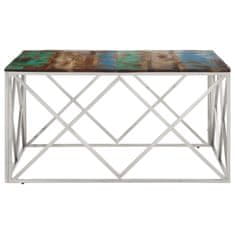 Greatstore Konferenční stolek stříbrný nerezová ocel a recyklované dřevo