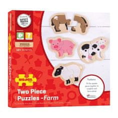Bigjigs Toys Dřevěné puzzle dvoudílné - Zvířátka z farmy