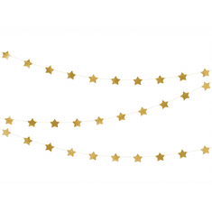 PartyDeco Girlanda Hvězdy, 3,6m, zlatá