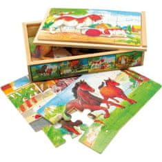 Bino Bino Dřevěné puzzle v krabičce Zvířátka