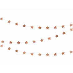 PartyDeco Girlanda Hvězdy, 3,6m, růžové zlato