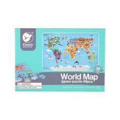 Teddies Dřevěné puzzle Mapa Světa - 48 dílků