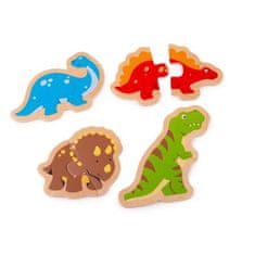 Bigjigs Toys Dřevěné puzzle dvoudílné - Dinosauři