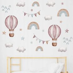 Tulimi Nálepky, dekorace na zeď - Létající balón a duha