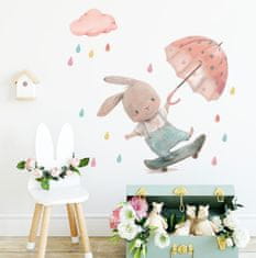Tulimi Nálepky, dekorace na zeď - Králíček s deštníkem 