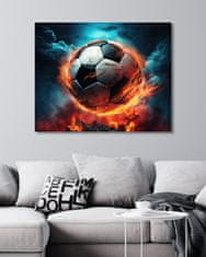 ZUTY Obrazy na stěnu - Fotbalový míč v ohni 40x50 cm bez rámu a bez vypnutí plátna
