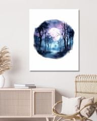 ZUTY Obrazy na stěnu - Měsíční pohled skrze stromové větve 40x50 cm bez rámu a bez vypnutí plátna