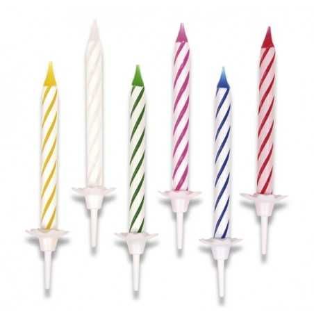 Amscan Dortové svíčky barevné 24ks + stojánek