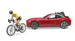 Bruder Sportovní auto Dodge s figurkou cyklistky a kolem