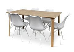 Nábytek Texim Dřevěný jídelní set ZAHA dekor dub + 6x židle Eco bílá