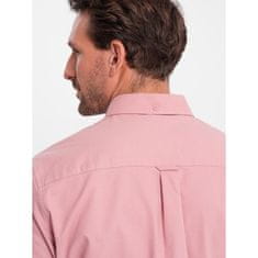 OMBRE Pánská bavlněná košile REGILAR FIT s kapsou V3 OM-SHOS-0153 růžová MDN124353 S