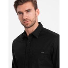 OMBRE Pánská bavlněná košile s kapsou REGULAR FIT V1 OM-SHCS-0147 černá MDN124362 XL