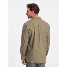 OMBRE Pánská bavlněná košile s kapsou REGULAR FIT V2 OM-SHCS-0147 olivová MDN124363 S