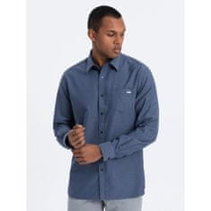 OMBRE Pánská bavlněná košile s kapsou REGULAR FIT V3 OM-SHCS-0147 modrá MDN124364 S