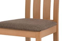 Autronic Dřevěná jídelní židle Jídelní židle, masiv buk, barva buk, látkový potah hnědý melír (BC-2602 BUK3)