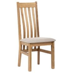 Autronic Dřevěná jídelní židle Dřevěná jídelní židle, potah krémově béžová látka, masiv dub, přírodní odstín (C-2100 CRM2)