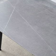Autronic Moderní jídelní stůl Stůl jídelní 160x90x76 cm, deska slinutý kámen v imitaci matného mramoru, černé kovové nohy (HT-406M GREY)