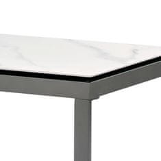 Autronic Konferenční stůl Stůl konferenční, deska slinutá keramika 120x60, bílý mramor, nohy šedý kov (AHG-284 WT)