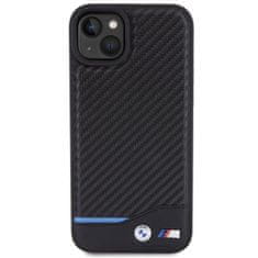 Bmw hard silikonové pouzdro iPhone 15 PLUS 6.7" black Leather Carbon