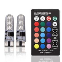 Popron.cz RGB LED autožárovky W5W T10 s dálkovým ovládáním, 2ks